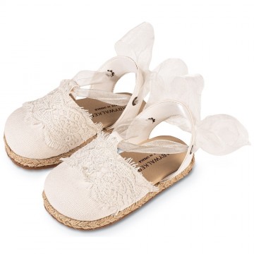 BabyWalker Βαπτιστικά παπούτσια Υφασμάτινη εσπαντρίγια Λευκό EXC.5858